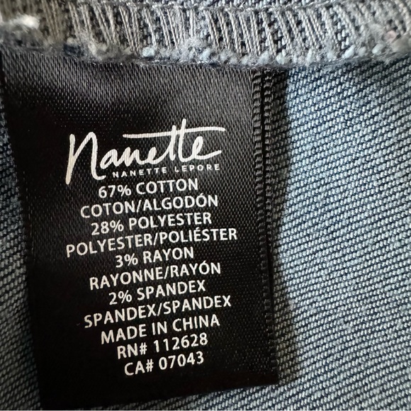 Nanette Lepore Jean Jacket Size S Embroidered Stretch Denim Distressed Jacket - Picture 7 of 9